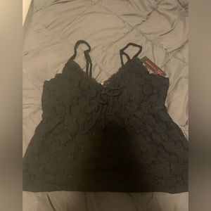 Spaghetti strap black lace top